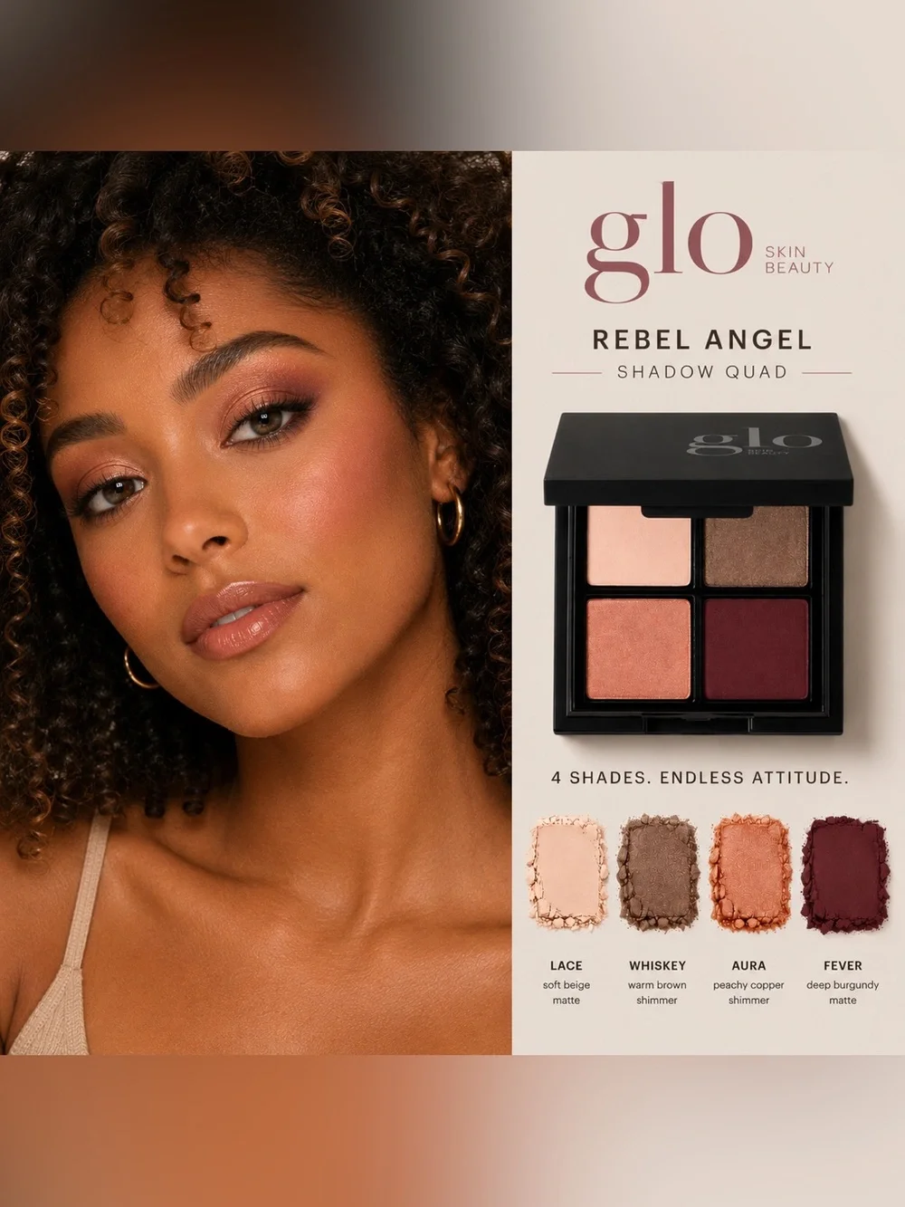 Glo Skin Beauty Rebel Angel Shadow Quad Eyeshadow Palette New